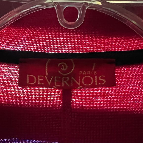 French Red, Black Trim Knitted Open Jacket Coat - Picture 2 of 5